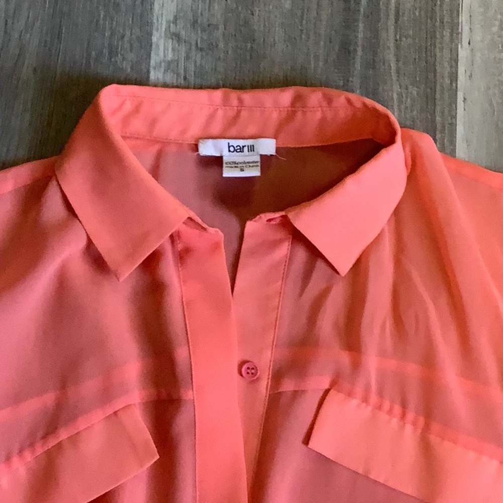 Bar III Coral Sheer Blouse - Picture 3 of 5